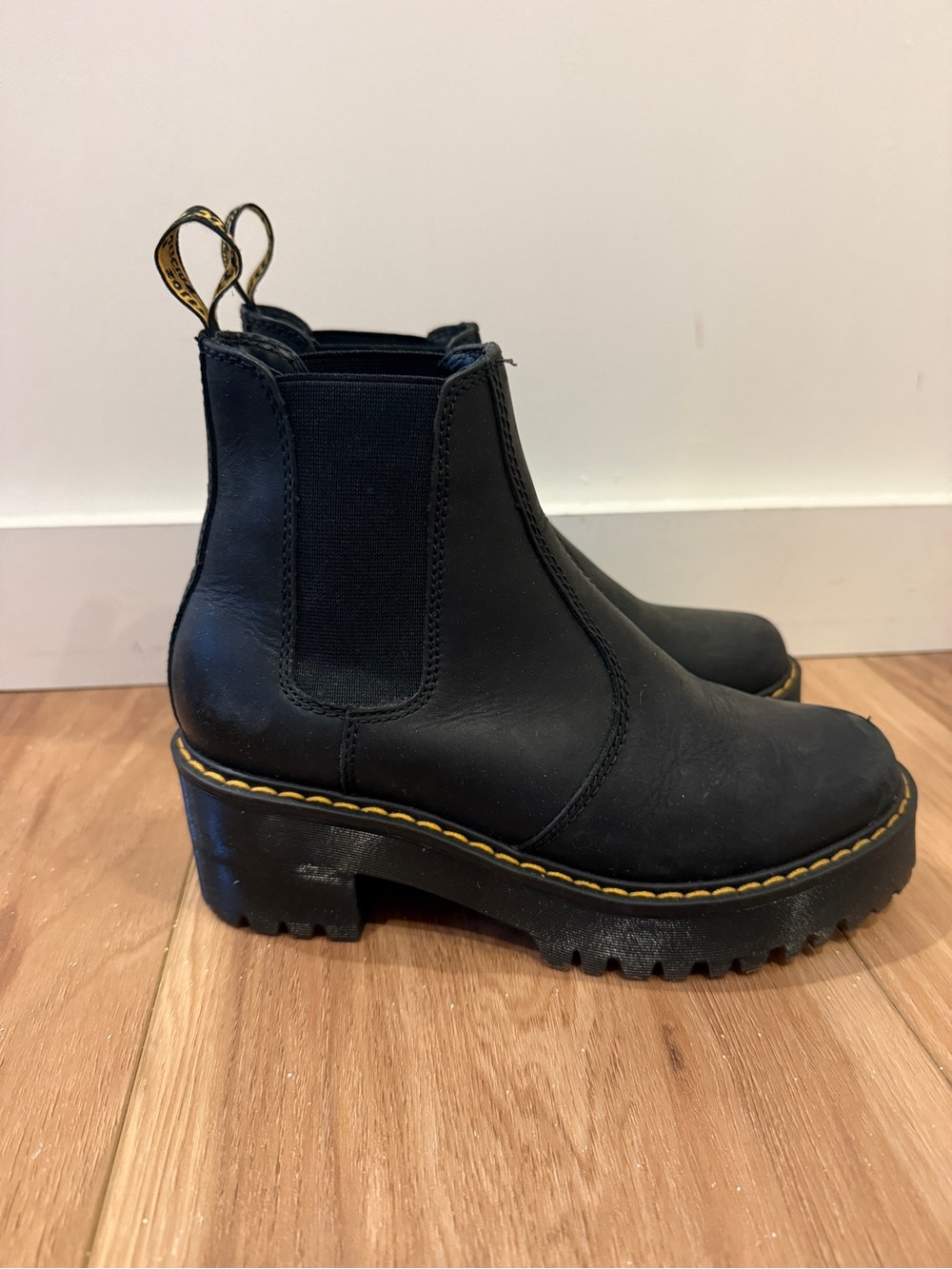 Dr. Martens Black Leather Platform Chelsea Booties (Aprile Boots) (7)